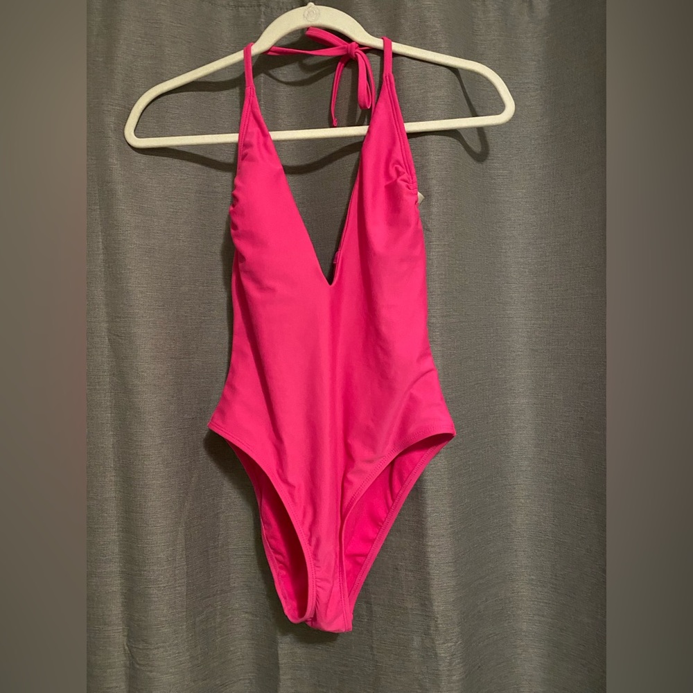 Xhileration Hot Pink Halter Swimsuit